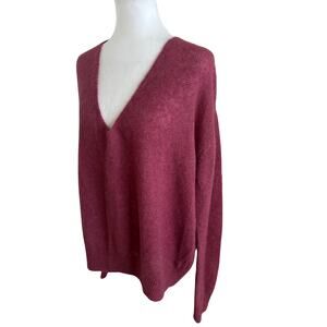 Free People Rose Color Oversized V Neck Lightweight Sweater I L